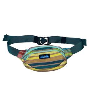 KAVU Spectator Nylon Belt Bag Green Striped Fanny Pack